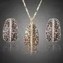 Earrings Hoops Studs Ear Nails Gold Color Leopard with Crystal Clip Earrings and Pendant Necklace Jewelry Sets