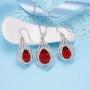 EleQueen 925 Sterling Silver Cubic Zirconia Teardrop of Angel Bridal Pendants Necklace Hook Earrings Sets