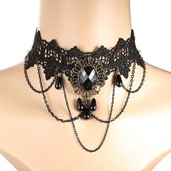 ORAZIO Halloween Necklace Bracelet Earrings for Women Black Lace Lolita Steampunk Vampire Victorian Gothic Costume Jewelry Set