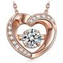DANCING HEART Valentines Day Women Gifts for Christmas 925 Sterling Silver Love Heart Pendant Necklace Rose Gold Plated Jewelry with 5A Cubic Zirconia Birthday Gifts for Daughter Wife Girlfriend Sister