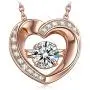 DANCING HEART Valentines Day Women Gifts for Christmas 925 Sterling Silver Love Heart Pendant Necklace Rose Gold Plated Jewelry with 5A Cubic Zirconia Birthday Gifts for Daughter Wife Girlfriend Sister
