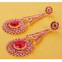 Touchstone Indian Bollywood paisley Rhinestone designer bridal jewelry earrings for women in antique gold tone