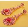 Touchstone Indian Bollywood paisley Rhinestone designer bridal jewelry earrings for women in antique gold tone