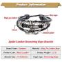 Xusamss Punk Rock Alloy Spider Bracelet Drawstring Rope Leather Bracelet,7-8inches