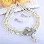 EleQueen Womens Silver-Tone Ivory Simulated Pearls Crystal Victorian Style Statement Necklace Earrings Bridal Wedding Sets EleQueen Womens Silver-Tone Ivory Simulated Pearls Crystal Victorian Style Statement Necklace Earrings Bridal Wedding Sets