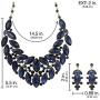 SP Sophia Collection Drop Collar Austrian Crystal Marquise Rhinestone Cluster Necklace and Stud Post Dangling Earring Set