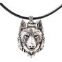 HAQUIL Wolf Necklace - Metal Alloy, Spirit Wolf Head Pendant - PU Leather Cord - Teen Wolf Merchandise