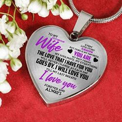 ZXOTTY to My Gorgeous Wife My Everything from Husband Luxury Heart Shape Pendant Necklace for Her Wife Holidays Graduation Birthday Party Proposal