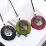 COOSTUFF ANNA Womens Pendant Necklace Wood Handmade Jewelry Long Rope Sweater Necklace for Woman