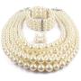 Fodattm Women Lady Multi Layer Imitation Pearl Strand Cluster with Necklace Bracelet and Earrings Set Elegant Costume Jewelry Sets