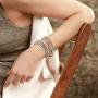 Emibele Layered Leather Bracelet, Rivet Leopard Print Bohemian Style Multilayer Wrap Bracelet, Handmade Agate Chakra Crystal Glass Beaded Shell Bracelet for Women