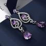 Neoglory Purple Cubic Zirconia Teardrop Jewelry Set Necklace Earrings Wedding Bridal Women Jewelry embellished with Crystals from Swarovski