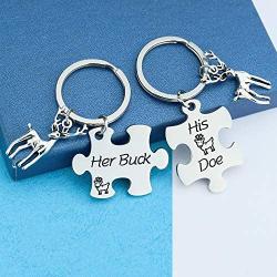 Her Buck His Doe Couple Keychain Promise Gift Funny Wedding Jewelry Gifts