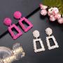 boderier Rasied Statement Earrings Women Vintage Chunky Metal Textured Geometric Square Drop Door Knocker Earrings Set