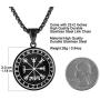 HZMAN Mens Norse Vegvisir RUNE Runes Amulet Pendant Celtic Pagan Stainless Steel Viking Talisman Necklace