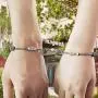 Personalized Magnetic Couple Bracelets,Braided Bracelet with Magnetic Charm for Couple Gift Jewelry 2pcs