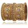 SANARA Indian Bollywood Antique Gold Plated Exclusive 6 pcs Women Metal Bangle Set Flower Design Bracelet Jewelry