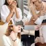 FindChic Handcuff Necklace Padlock Pendant Customized Handcuff Bracelet Partners in Crime Stainless Steel 18K Gold Plated Curb Chain Interlocking 18inch Friendship Statement Necklace for Girls & Women