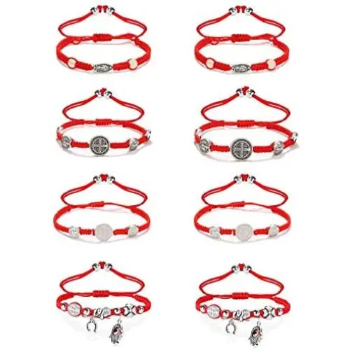 Finrezio 8PCS Saint Benedict & Evil Eye Cord Bracelets for Women Men Evil Protection Medal Rosary Bracelet Set Lucky String Catholic Gifts Religious Jewelry Finrezio 8PCS Saint Benedict & Evil Eye Cord Bracelets for Women Men Evil Protection Medal Rosary Bracelet Set Lucky String Catholic Gifts Religious Jewelry
