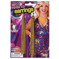 Forum Novelties Adults Womens 70s Disco Fever Gold Chain Disco Earrings Costume Accessory