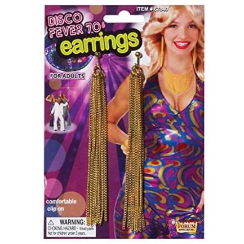 Forum Novelties Adults Womens 70s Disco Fever Gold Chain Disco Earrings Costume Accessory