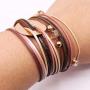 KSQS Multi-Layer Leather Wrap Cuff Bracelet, Boho Wide Braided Buckle Bracelets for Women, Waterproof Leather Wristband Bangles