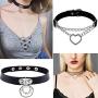 SOOWOOT 8 Pieces PU Leather Choker Necklace Goth Spiked Rivets Punk Collar Necklace Adjustable PU Leather Studded Love Heart Collar Choker Collar Set Gifts for Women Girls