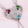Fanery Sue Personalized Puzzle Pieces Heart Shape Necklace/Kaychain for Love Best Friends Family Custom Name/Date Matching Pendant Set with Gift Box