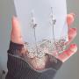 fxmimior Bohemian Silver Butterfly Long Women Earrings Long Chain Drop Dangle Earrings Jewelry for Party Prom