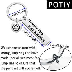 POTIY Recovery Gift Sobriety Gift Stronger Than Your Addiction Keychain AA Gift New Beginnings Gift Sober Recovery Jewelry