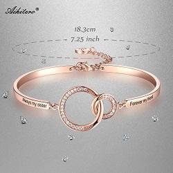 Aihitero Mother’s Day Sister Bracelet Gifts, Always My Sister Forever My Friend Love Bangle, Women Girls Rose Gold Jewelry, Her Birthday Anniversary Wedding Christmas Present from Brother Best Friend