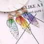 BELLA-Bee Butterfly Wing Drop Dangle Earrings Gold Plated Crystal Rhinestone for women girls wedding Jewelry
