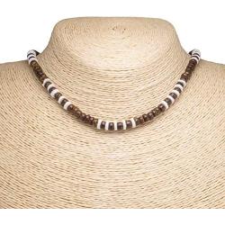 BlueRica Brown Coconut Wood and Puka Shell Beads Necklace
