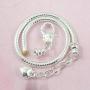 Yeshan 5pcs Silver Plated Snake Chain Charm Bracelet Starter with Classic Bead Lobster Clasp Fits All Chamilia Troll Biagi Beads