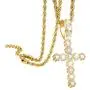 Mens Womens Cross Pendant Necklace with CZ, 18K Gold Plated/Silver Color, 316L Stainless Steel, 18 24 Inches Chain Jewelry Gift