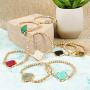 Semi Precious Natural Stone Statement Bracelet - Healing Beaded Strand Bangle, Gem Pendent Quartz Prayer Friendship Chain Cuff