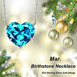 FORECHIC 925 Sterling Silver Birthstone Necklaces for Women Heart Pendant Necklaces for Women Birthday