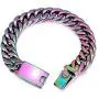 ROWIN&CO Heavy Mens 16MM Stainless Steel Cuban Link Bracelets Hip Hop Jewelry Silver Gold Black Rainbow Color Punk Personalized Miami Curb Chain Bangle, 8/8.86/9.5 inchs