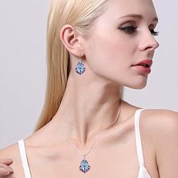 EVER FAITH 925 Sterling Silver Gift Jewelry for Women CZ Baroque Pendant Necklace Earrings Set
