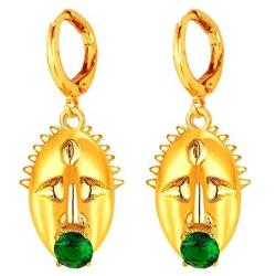 African Style Maori Mask Design Drop Earrings Women Fashion 18K Gold Plated Jewelry