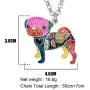 DOWAY Pug Dog Necklace Chain Cute Pet Pendant for Women Girls Jewelry Gift with Floral Enamel