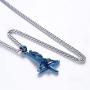 U7 Ion-Plating Blue Upside Down Crucifix Cross Pendant Satanic Jewelry Inverted Cross Necklace with 3mm Rope Chain 24''