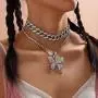 XY Fancy Butterfly Necklace Women Jewelry Sets Hip Hop Style Diamond-Mounted Double-Layer Choker