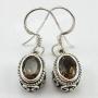 SilverStarJewel Sterling Silver Smoky Quartz Earrings 1'' New Jewelry