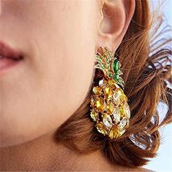 Full Fruit Pineapple Earrings For Women Colorful Crystal Drop Earrings Girls Hanging Earrings Charm Jewelry Gifts