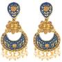 Ethnadore Indian Bollywood Antique Gold Plated Crystal Kundan Chandbali Earrings Set Jewelry