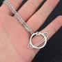 Planet Necklace for Men Women Silver Stainless Steel Hippie Hip Hop Kpop Punk Planet Pendant Necklace Birthday for Teens Eboys Egirls Best Friend Bro