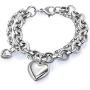 Womens Heart Pendant Bracelet With Double Gorgeous Chain Stainless Steel Silver Drop White Hot Punk Sexy Hiphop Jewelry Girls
