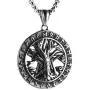 HZMAN Norse Vikings Runes Amulet Pendant Necklace The Tree Of Life Pentagram Runes Pendant Necklace Nordic Talisman