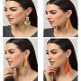 Tassel Earrings - Colorful Layered Tassel Earrings Bohemian Dangle Drop Earrings Shaded Earrings Metal Resin Beaded Earrings Women Girls Tiered Tassel Druzy Stud Earrings Women Gifts （4 Pairs)